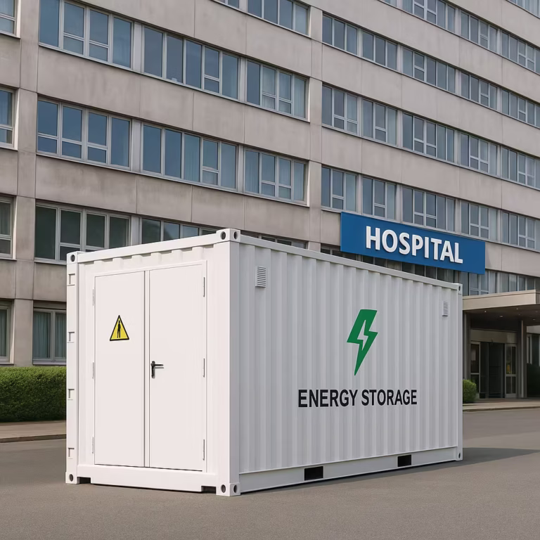 BESS Notstromversorgung und USV für Gewerbe Batteriespeicher-System (BESS) als Notstromversorgung für Industrie und Gewerbe, das in Millisekunden einen Blackout verhindert.